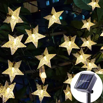 LED Solárne String Svetlo 6m 50LEDS Solar Star String Víla Svetlo Vonkajšie Záhradné Vianočné Party Dekorácie Slnečné Svetlo