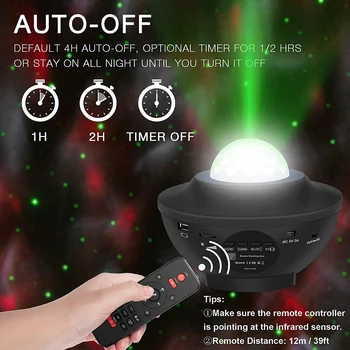 LED Star Nočné Svetlo Vody Mávali Hviezdna Projektor Svetlo Bluetooth Hudobný Prehrávač Dataprojektor Zvukovo Aktivovaný Projektor Light Decor