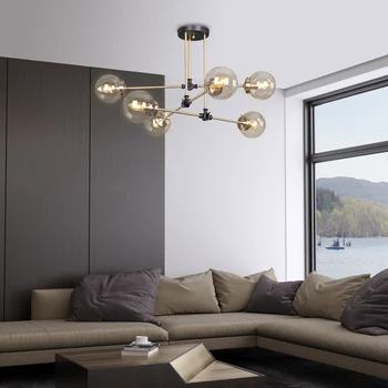 LED Svetiel Prívesok Moderné Čierne Zlato Stropný Luster Nordic sklenenú Guľu Závesné Svietidlo pre Loft Jedáleň Obývacia Izba Domova