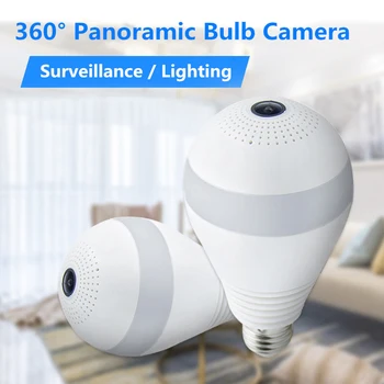 LED Svetlo, Kamera 1080P 2MP Bezdrôtový Panoramatické Home Security WiFi CCTV Fisheye Žiarovky Lampy IP Kamera 360 Stupeň obojsmerné Audio AI AL