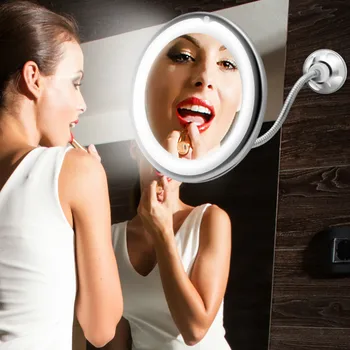 Led svetlo make-up zrkadlo 10 krát zväčšenie plochy make-up zrkadlo kúpeľňa ploche s prísavkou vyplniť svetla skladanie WF