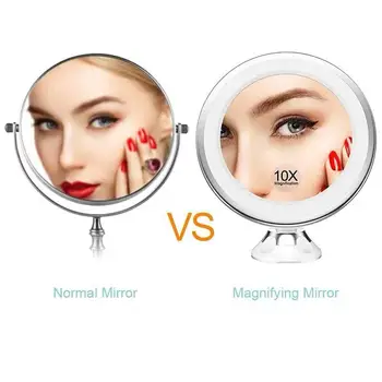 Led svetlo make-up zrkadlo 10 krát zväčšenie plochy make-up zrkadlo kúpeľňa ploche s prísavkou vyplniť svetla skladanie WF