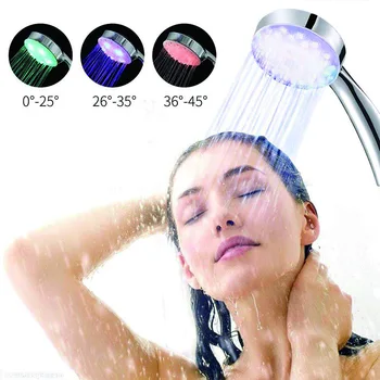 Led Svetlá Odovzdanie Zrážok Sprcha Hlavu s Kontrolovanou Teplotou 3 Farby Sprcha Hlavu Jednom Kole Vedúci Rc-9816 fot Vody Kúpeľňa