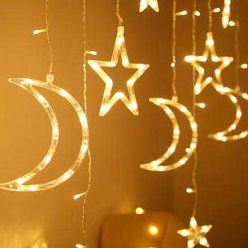 LED Záves Ligotať String Svetlá 8 Svetelné Režimy s Hviezdami Mesiace Svetlá pre Spálne Svadobné Valentine Stenu Pozadie Dekor D30