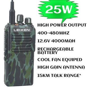 LEIXEN VV-25 UHF Walkie talkie dlhé vzdialenosti comunicador Skutočné 25W vysoký výkon 15 km walkie talkie 400-480MHz Kamufláž
