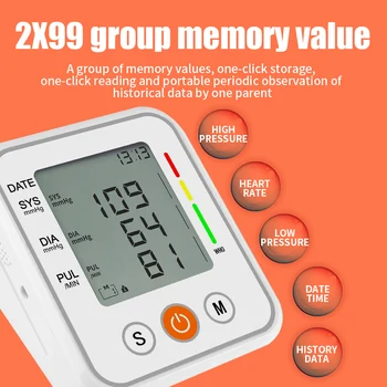 Lekárske Hornej končatiny Krvný Tlak Monitor Automatické Digitálne LCD Putá Tensiometro Presion Arteriálnej BP Rameno Sphygmomanometer Stroj