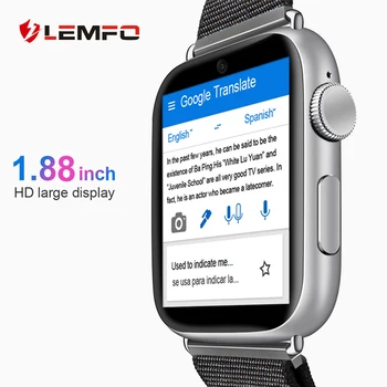 LEMFO LEM10 4G Smart Hodinky Android 7.1 1.88 Palcový 360*320 Obrazovke 3GB + 32 GB GPS, WIFI 780mah Big Batérie Smartwatch Telefón