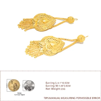 LEN CÍTIŤ Nové Dubaj Zlatá Farba Medi Veľké Plus Veľkosť Svadobné Strapec Náušnice pre Etiópskej/Arabských/Inidan/Nigérijský Ženy Šperky Darček