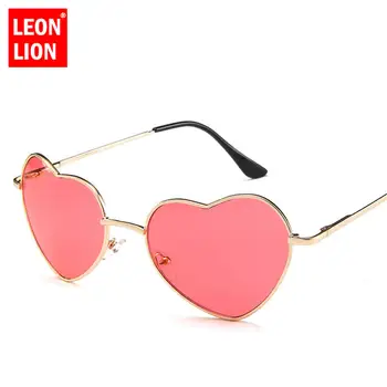 LeonLion 2021 Zliatiny Srdce Rámom Slnečné Okuliare Ženy Reflexné Objektív Oculos Feminino Kovový Rám Ulici Poraziť Gafas De Sol Mujer
