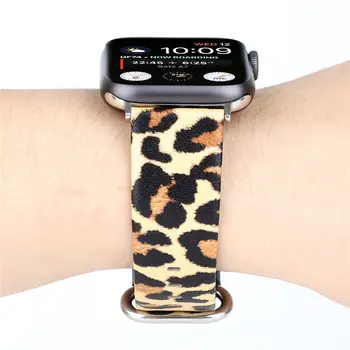 Leopard Kožený Remienok pre Apple hodinkám 44 mm 42mm 40 mm 38 mm Muži/Ženy Módny Náramok pre iWatch Série 4 3 2 1 Watchband