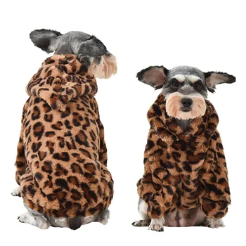 Leopard Zimné Oblečenie pre psy, Pet Fleece Kabát Malé Šteňa Bunda Udržiavať v Teple, psie Oblečenie Vesta s kapucňou oblečenie pre Malé a Stredné Psy
