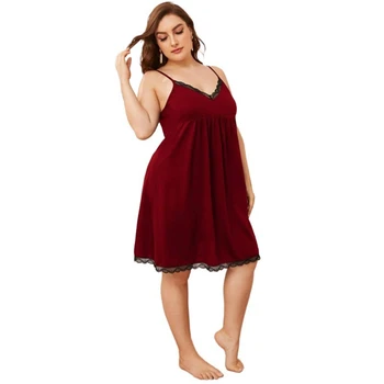 Letné 2021 Nové Dámske Sexy tvaru Plus Veľkosť Závesu Nightdress jednofarebné Bavlnené Nightgown Nočné Oblečenie Pre Ženy, Domáce oblečenie