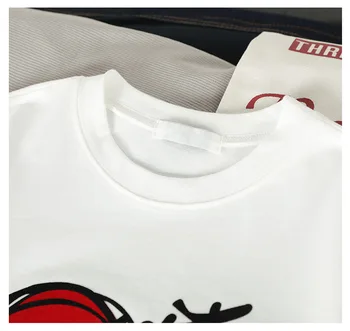 Letné Bavlnené tričká pre Ženy Harajuku kórejský Štýl Vytlačené Krátky Rukáv Voľné Biely Top Bežné Ulzzang Grafické T-shirt Tees