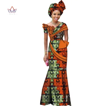 Letné Bazin Riche Afriky Vosk Tlač zdarma headtie Šaty Dashiki Plus Veľkosti 6XL Afrike Štýl Oblečenie pre Ženy WY5017