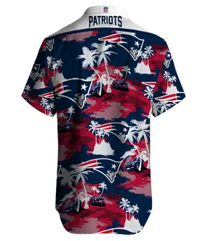 Letné Bežné Mužov Krátky Rukáv New England Stojan Golier Voľné 3d Tlač Patrioti Havajské Košele Rýchle Suché Beach Oblečenie