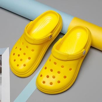 Letné Bežné Sandále Mužov Vysokej Platforme 2020 Nové Plážové Šľapky Priedušná Diery Bytov Crocse Muž Dreváky Vody Obuv Muži Sandále