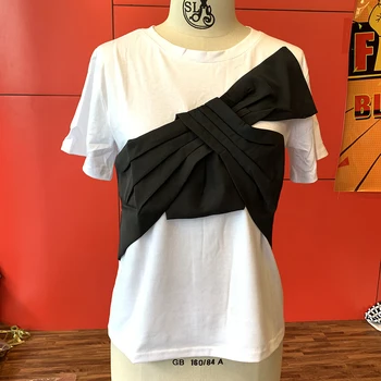 Letné Bowknot Ženy T-shirt 2020 kórejský Štýl Biela Roztomilý Módne Krátke Sleeve Tee Topy Bežné Jednoduché Janpanese T-shirts Kawaii