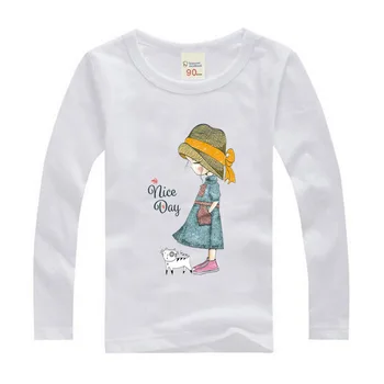 Letné Cartoon Harajuku Princezná Tlač Baby Girls Long sleeve T Shirt Zábavné Ležérne Oblečenie viacerých farba Deti Tshirt Topy