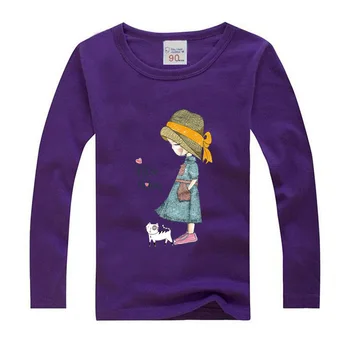 Letné Cartoon Harajuku Princezná Tlač Baby Girls Long sleeve T Shirt Zábavné Ležérne Oblečenie viacerých farba Deti Tshirt Topy