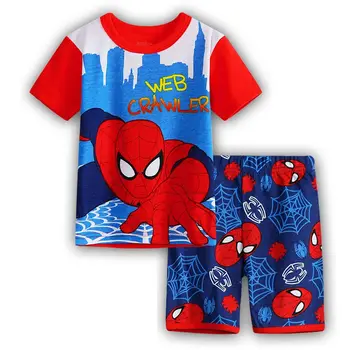 Letné deti T-shirt Deti Oblečenie Super hrdina Ležérne Oblečenie nastaviť komiksu Batman, Spider-man bavlnené tričko Chlapčenské Oblečenie