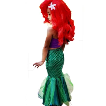 Letné dievčatá zdobiť Roztomilý mermaid chvost princezná ariel šaty cosplay kostým pre dievča fantázie zelené šaty