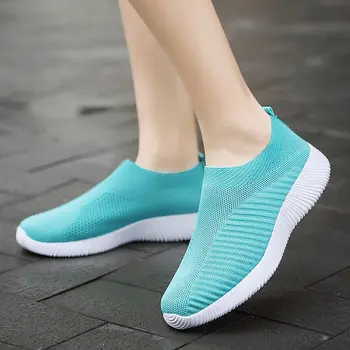 Letné dámske topánky 2021 nové priedušný oka chôdza ploché ležérne topánky žena ľahký sklz dámy topánky ženy tenisky