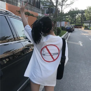 Letné krátke rukáv žena viazaná kórejská verzia wild študentov bf bežné Harajuku štýl polovičný rukáv voľné sučka bf t-shirt