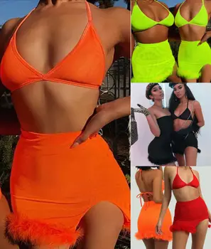 Letné Mujer Womens Bikini Set Kožušiny Trojuholník Obväz Push-Up Čalúnená Plavky, Plavky Na Kúpanie Brazílske Plavky S Uväzovaním Za Plaviek