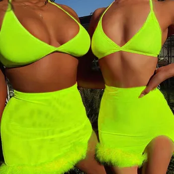 Letné Mujer Womens Bikini Set Kožušiny Trojuholník Obväz Push-Up Čalúnená Plavky, Plavky Na Kúpanie Brazílske Plavky S Uväzovaním Za Plaviek