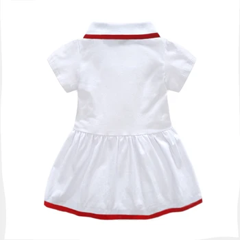 Letné Módne biele novorodenca dievčatá oblečenie bavlna klope Ruched podkolienok deti šaty pre dievčatá batoľa vianočné šaty
