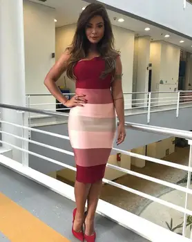 Letné Módy Sexy Jedného Pleca Gradient Obväz Šaty 2018 Celebrity Módny Návrhár Šaty Vestido