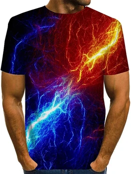 Letné novej pánskej lightning T-shirt módy nové letné pánske krátke rukávy T-shirt bežné 3D tlač rock T-shirt pre mužov