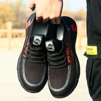 Letné novej pánskej vonkajšie bezpečnostné topánky ľahké a pohodlné pracovné topánky steel hlavu anti-rozbíjanie anti-stab bezpečnostná obuv