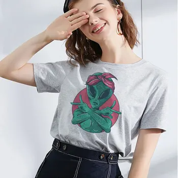 Letné Nové Harajuku Vtipné Ženy Tričko Cudzie Tlač Krátky Rukáv Topy & Tees Módne Bežné Tričko Ženy Oblečenie T-shirts