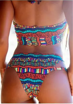 Letné Nové Sexy Ženy, Obväz Bikín Push-up Polstrovaná Plavky 2ks Nastaviť Vysoký Pás Okolo Tlač Plavky, plážové oblečenie
