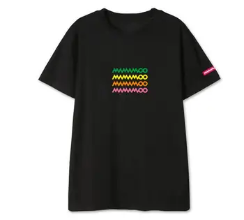 Letné nový príchod mamamoo logo 3 farby tlače o krk krátky rukáv t shirt pre moomoo kpop módne unisex voľné t-shirt