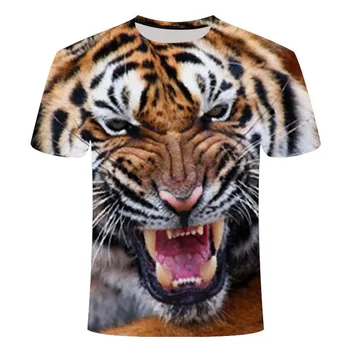 Letné oblečenie Európskych a Amerických príliv značky despotický 3D lev tlač pánske tričko krátky rukáv