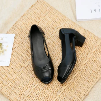 Letné Peep-toe Ženy Sandále Originálne Kožené Vysoké Podpätky Žena Sandále, Topánky Platformu Žena Bežné Pevné Plytké Topánky