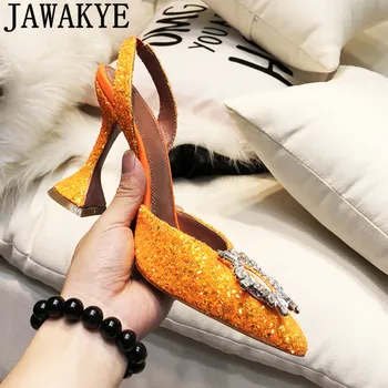 Letné Svadobné topánky ženy bling bling crystal vysoké podpätky sandále ukázal prst bodce sexy glittry sun flower slingback čerpadlá