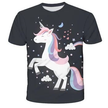 Letné Zbrusu Nový Deti T-shirt unicorn 3D Chlapci/dievča T-shirt Deti Krátke Sleeve T-shirts Bežné Detské Oblečenie, Topy