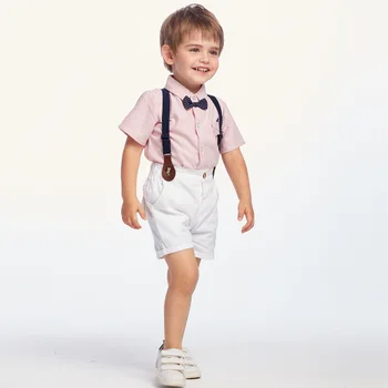Letné štýl chlapčeka oblečenie set novorodenca oblečenie 2 ks krátke sleeve t-shirt + traky gentleman oblek
