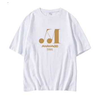 Letné štýl kpop mamamoo album cestovné rovnaké tlač tričko unisex o krk klesol rameno sleeve t-shirt