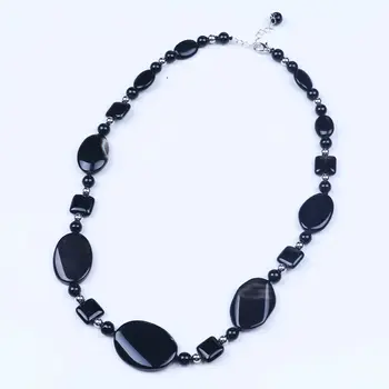 Letné štýl čierny kameň perličiek náhrdelník kameň geometrické náhrdelník choker náhrdelník pre ženy vintage šperky