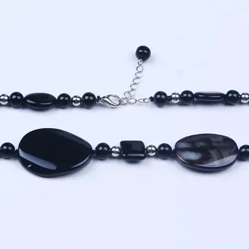 Letné štýl čierny kameň perličiek náhrdelník kameň geometrické náhrdelník choker náhrdelník pre ženy vintage šperky