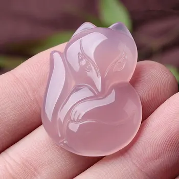 LETSFUN Jemné Šperky Prírodné klasické módne Ružový achát fox Prívesok náhrdelník 