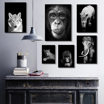 Lev, Tiger, Leopard Vlk Slon Nordic Plagát A Tlač Zvierat Wall Art Plátno Na Maľovanie Na Stenu Obrázok Pre Obývacia Izba Domova