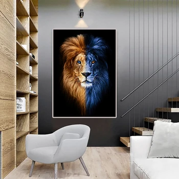Lev Čierna a Biela Maľba na Stenu Umelecké Plátno Plagáty Domova a Vytlačí Zvierat Lions Art Obrázky pre Spálne Cuadros