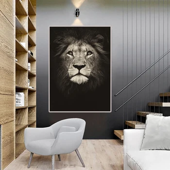 Lev Čierna a Biela Maľba na Stenu Umelecké Plátno Plagáty Domova a Vytlačí Zvierat Lions Art Obrázky pre Spálne Cuadros