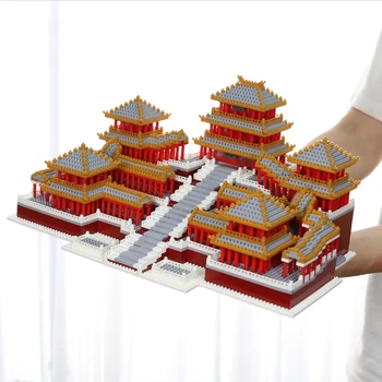 Lezi 8019 Svetovej Architektúry Dávnych Epang Palác 3D Model DIY Mini Diamond Kvádre, Tehly, Budova Hračka pre Deti, žiadne Okno