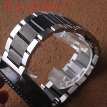 LEŠTENEJ Nerezovej ocele Watchband popruh bracelt čiernej a striebornej 18 mm 20 mm 21 mm 22 mm 23 mm 24 mm Nosenie smart hodinky Samsung Výstroj